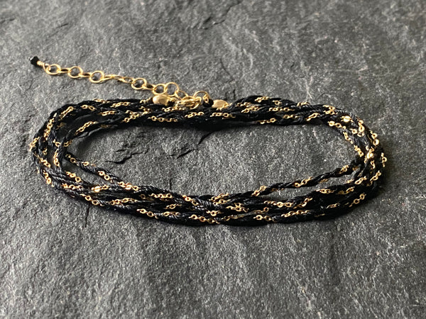 SILK WRAP WITH GOLD FILLED CHAIN
