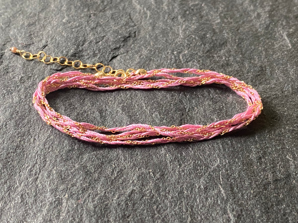 SILK WRAP WITH GOLD FILLED CHAIN