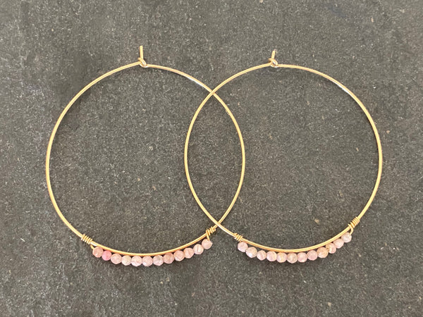 EARRING RHODONITE HOOP