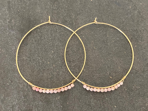 EARRING RHODONITE HOOP