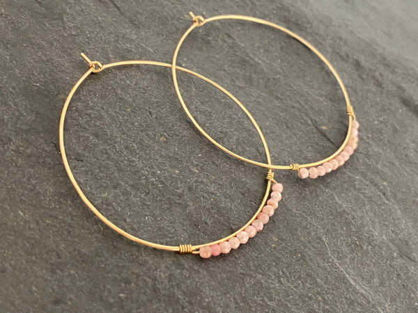 EARRING RHODONITE HOOP