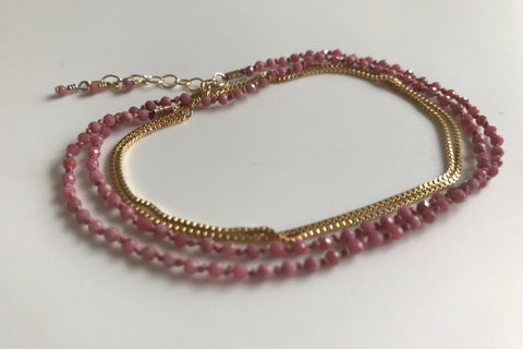 YIN YANG NECKLACE RHODONITE