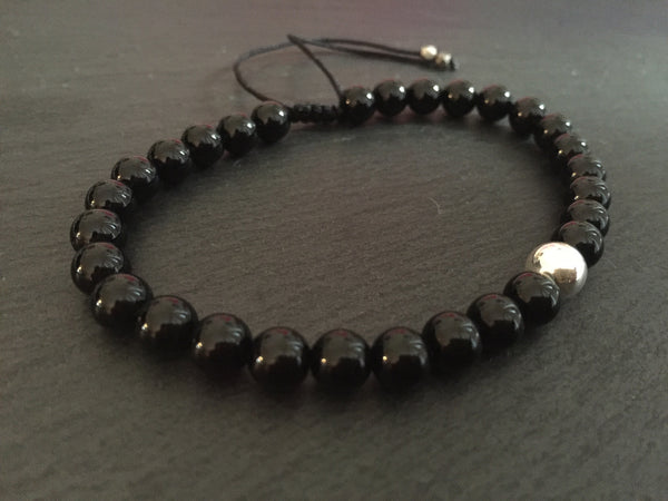 BLACK ONYX  STERLING SILVER BRACELET