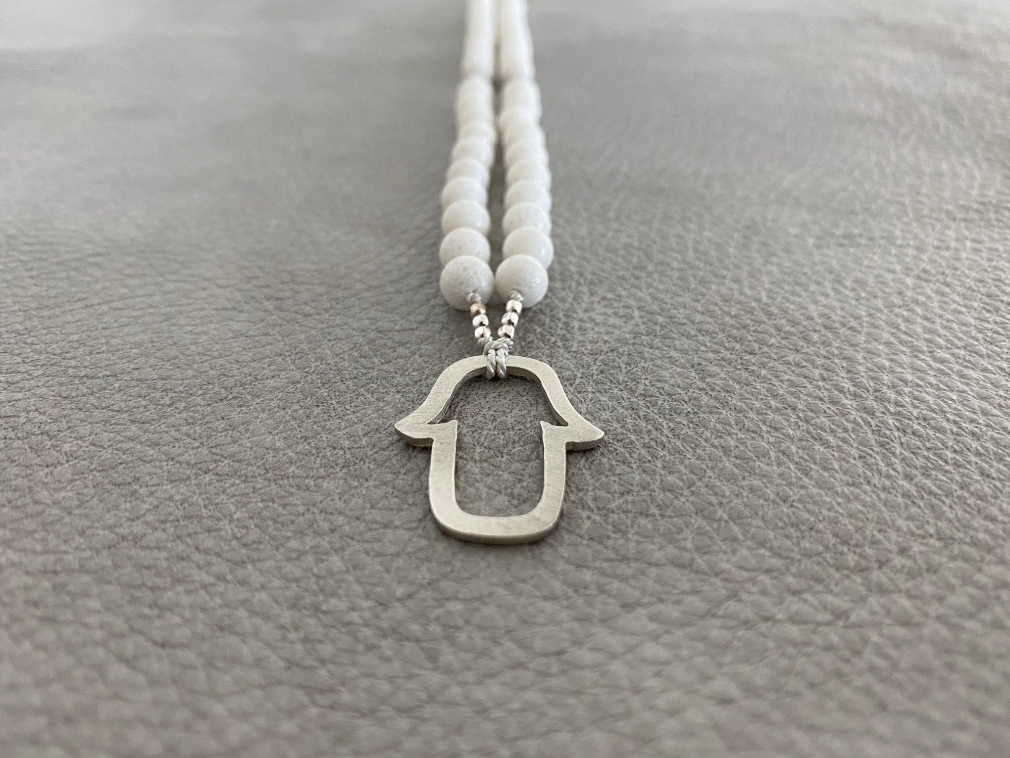 MALA HAMSA STERLING SILVER WHITE CORAL