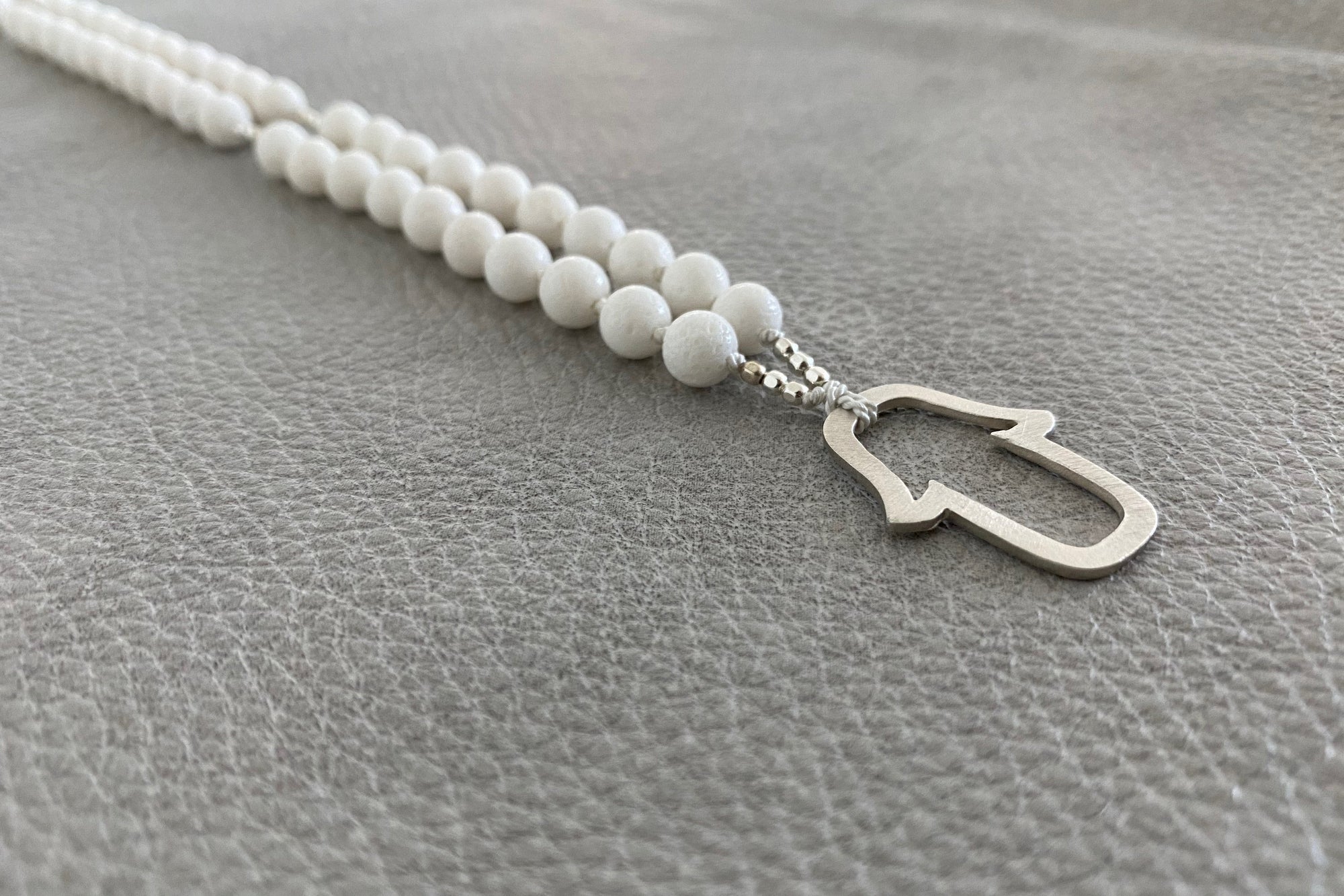 MALA HAMSA STERLING SILVER WHITE CORAL